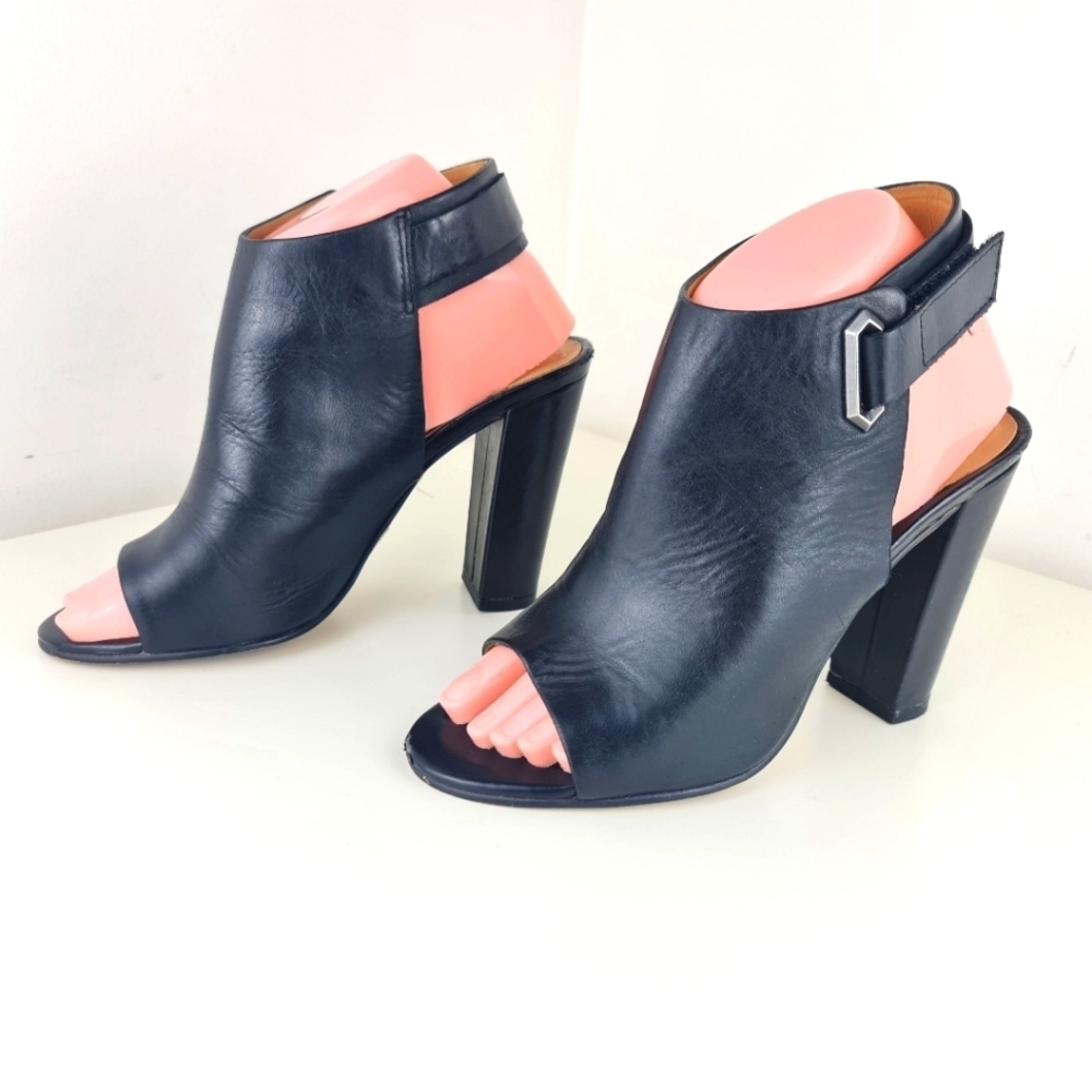 ALDO BLack Open Toe Block Heel Slingback High Heels Women Size 7